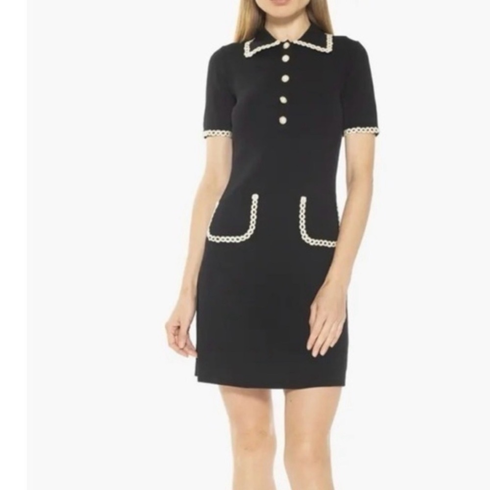 Alexia Admor Women’s Sz L/10-12. Navy Dress with Gold Accents